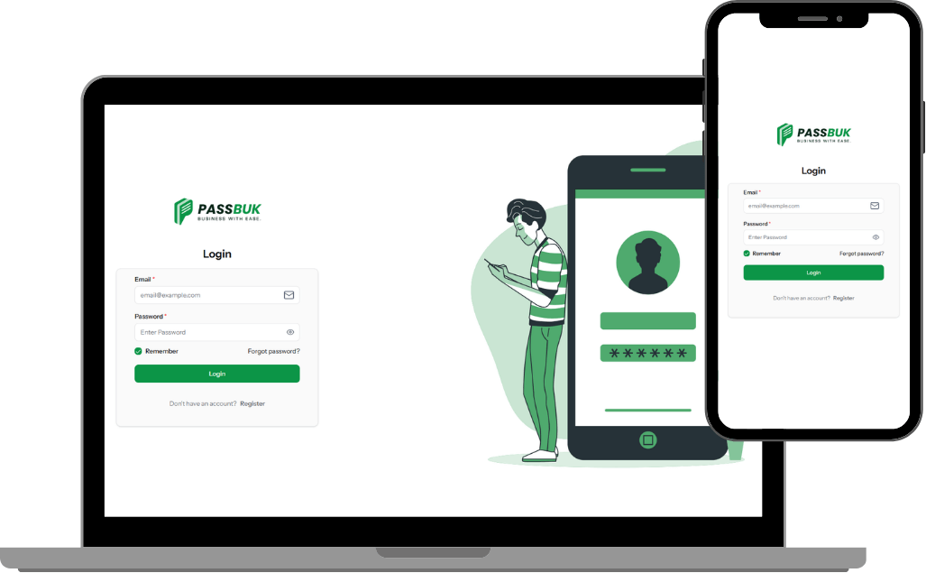 Preview of Passbuk login on laptop and mobile
